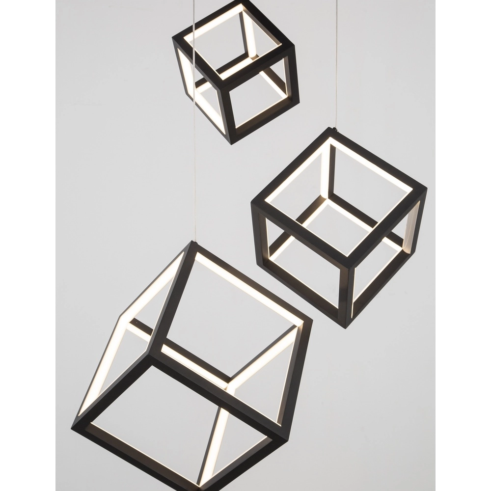 Square pendant lamp Gabbia Black Triple Lyora 5212017423412