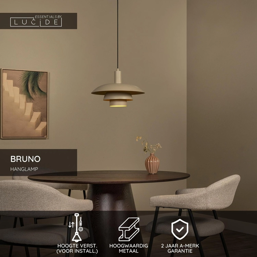 Design pendant lamp Bruno sand brown Lucide 5411212212238