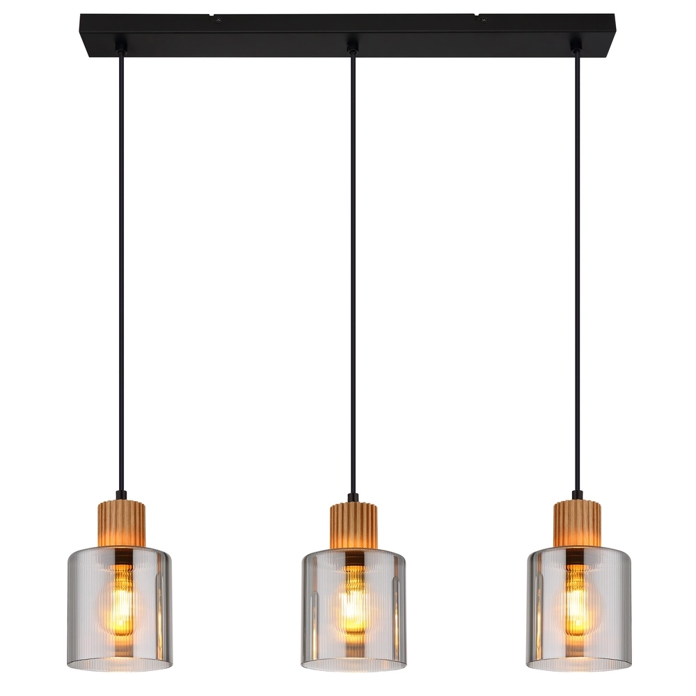 Design pendant lamp Aleidis 3-light straight black Globo 9007371512218