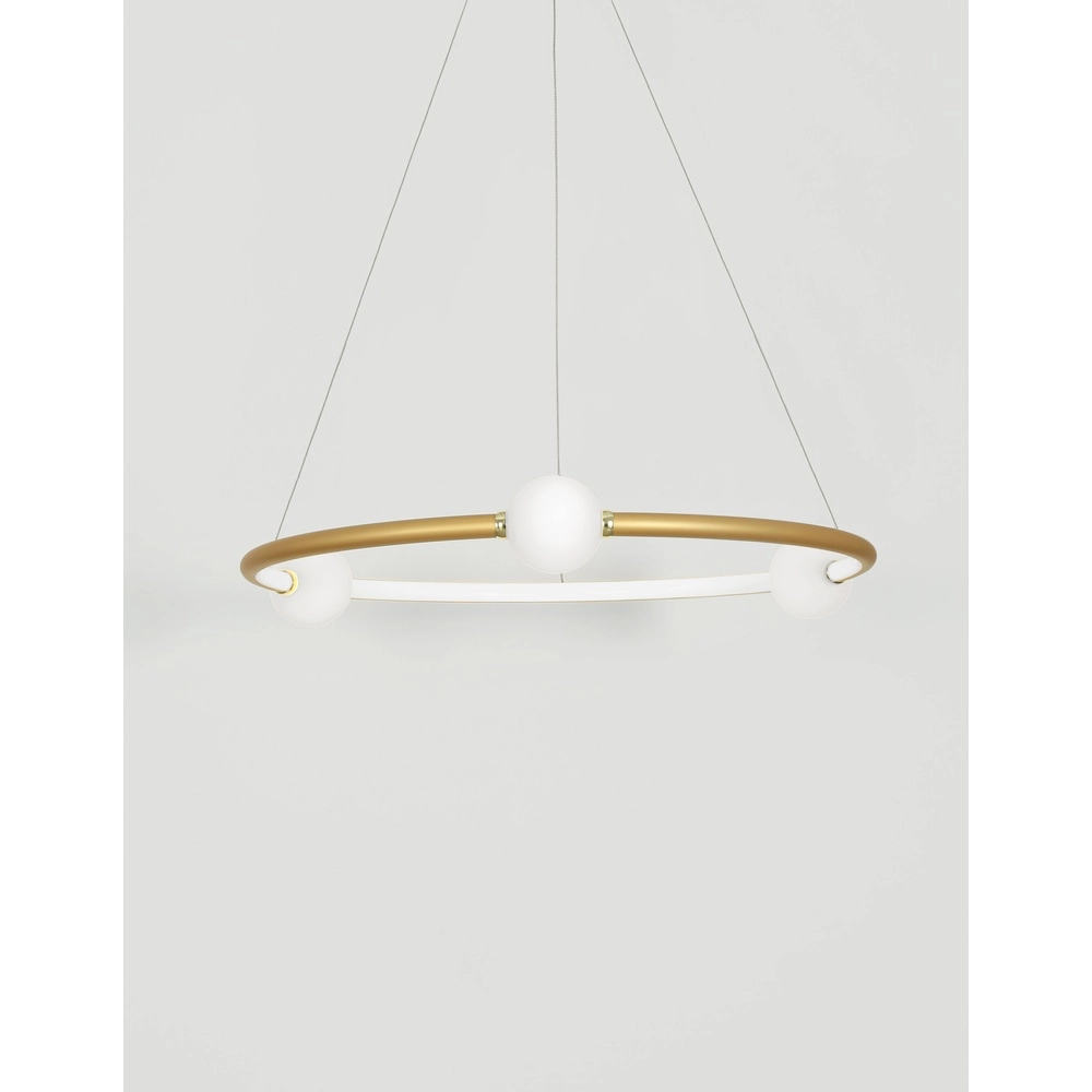 Pendant lamp Celia Gold with white round horizontal Lyora 5212017429322