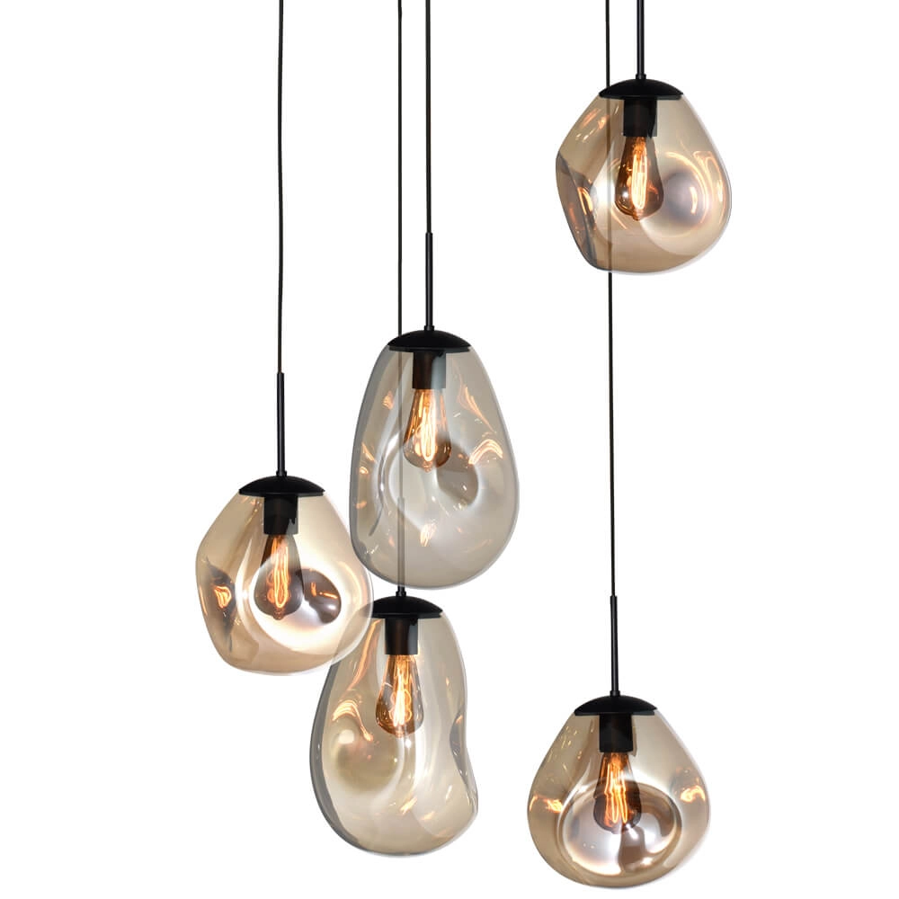 Vide hanging lamp Lava 5x gold glass Masterlight 8718121286532