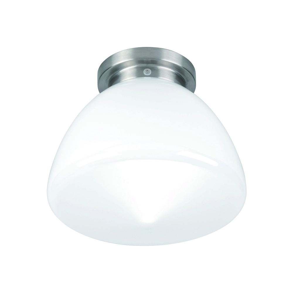 Nickel ceiling lamp Glasgow with white glass Ø 30cm