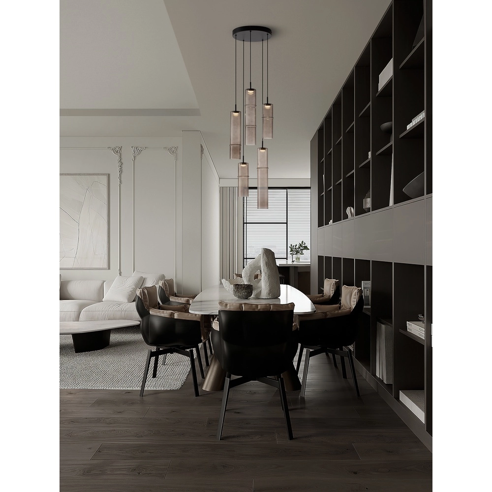 Unique pendant lamp Sano round 5-light smoke glass Lyora 5212017474056