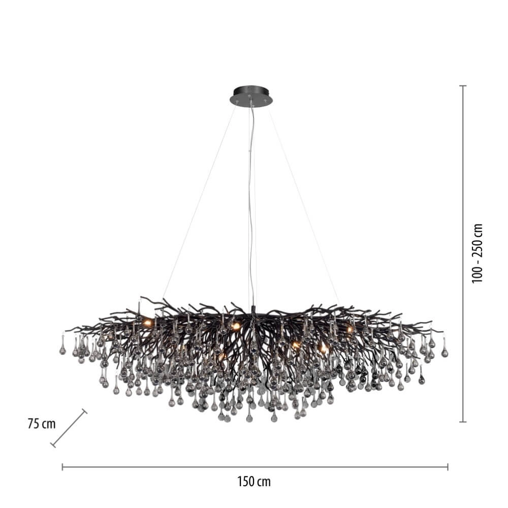 Large chandelier Icicle black Paul Neuhaus 4012248377543