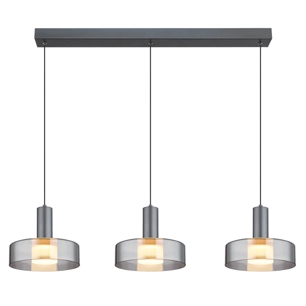 Sleek pendant lamp Grant Grey 3-light Globo 9007371474875