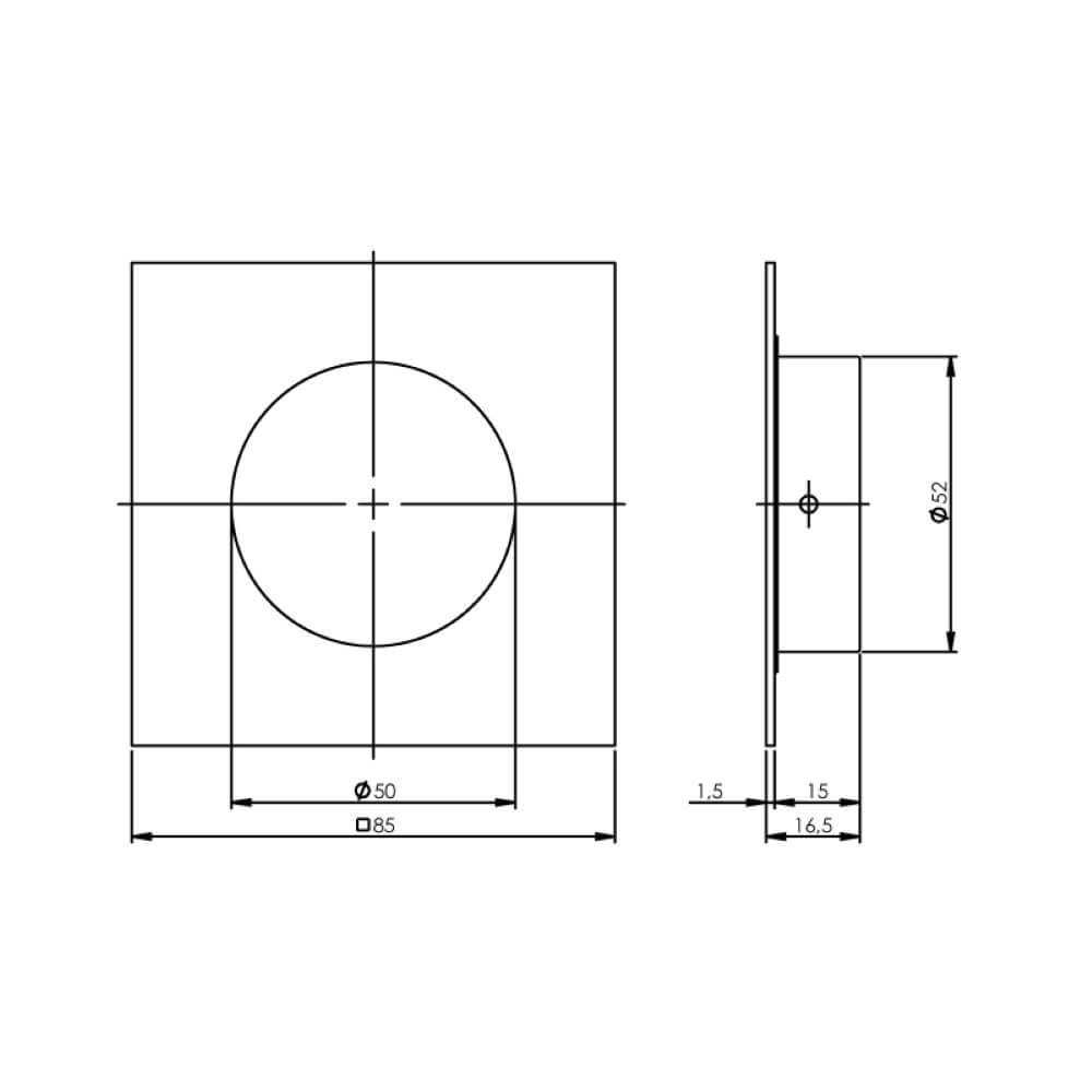 Sliding door handle square Alvro 8.5cm stainless steel Intersteel 8714186075340