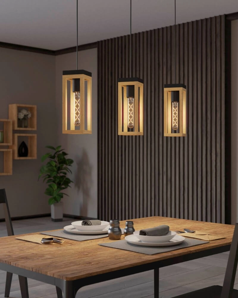 Wooden dining table lamp Nafferton Eglo 9002759437442