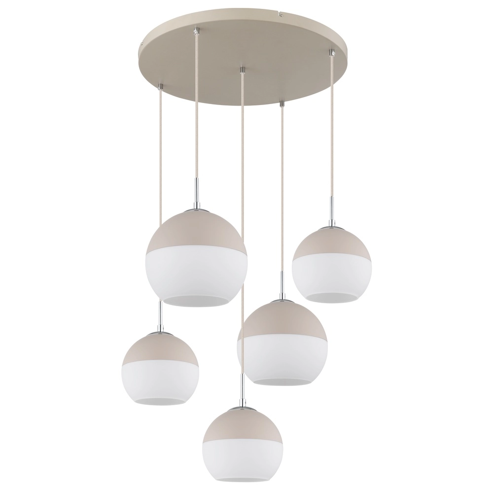 5-light pendant lamp Ragusa round sand brown Globo 9007371566792