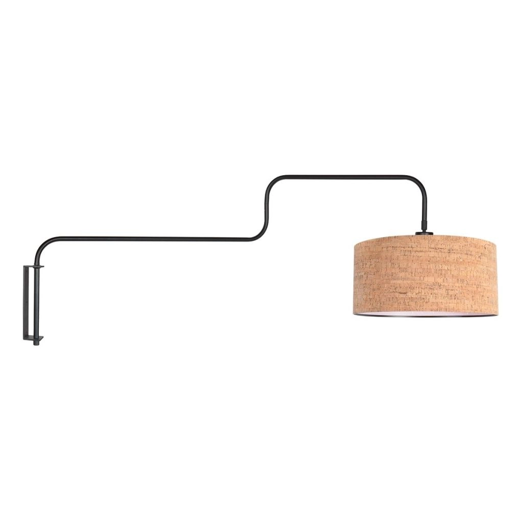 Black wall lamp Bloeba with cork cap Ø40cm