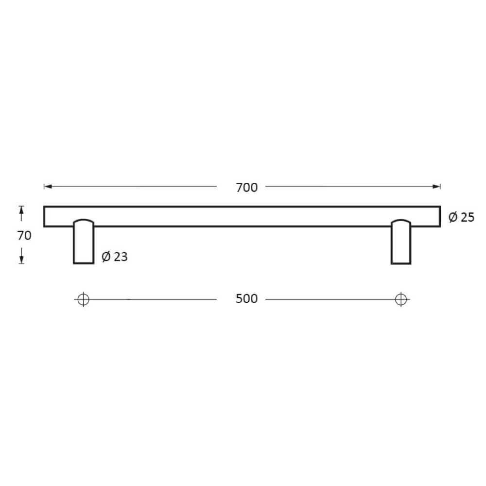 Door handle T-shape Gripon 70x7cm Stainless Steel Intersteel 8714186334188