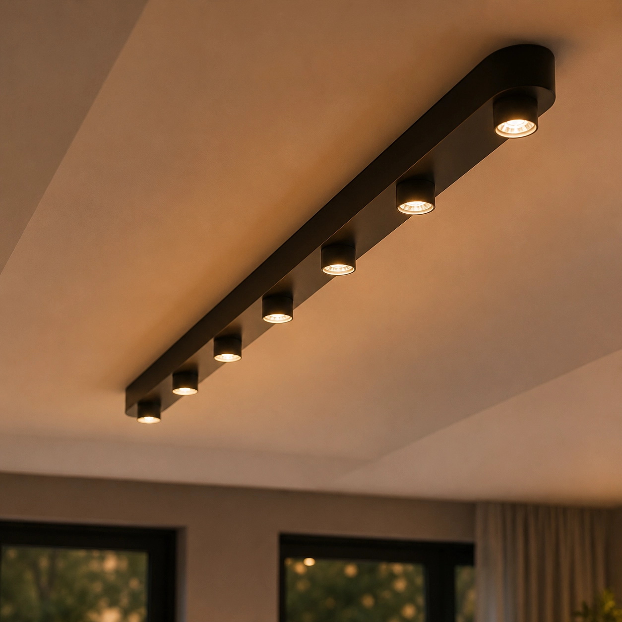 7-light surface-mounted spot Bar Sienna brown