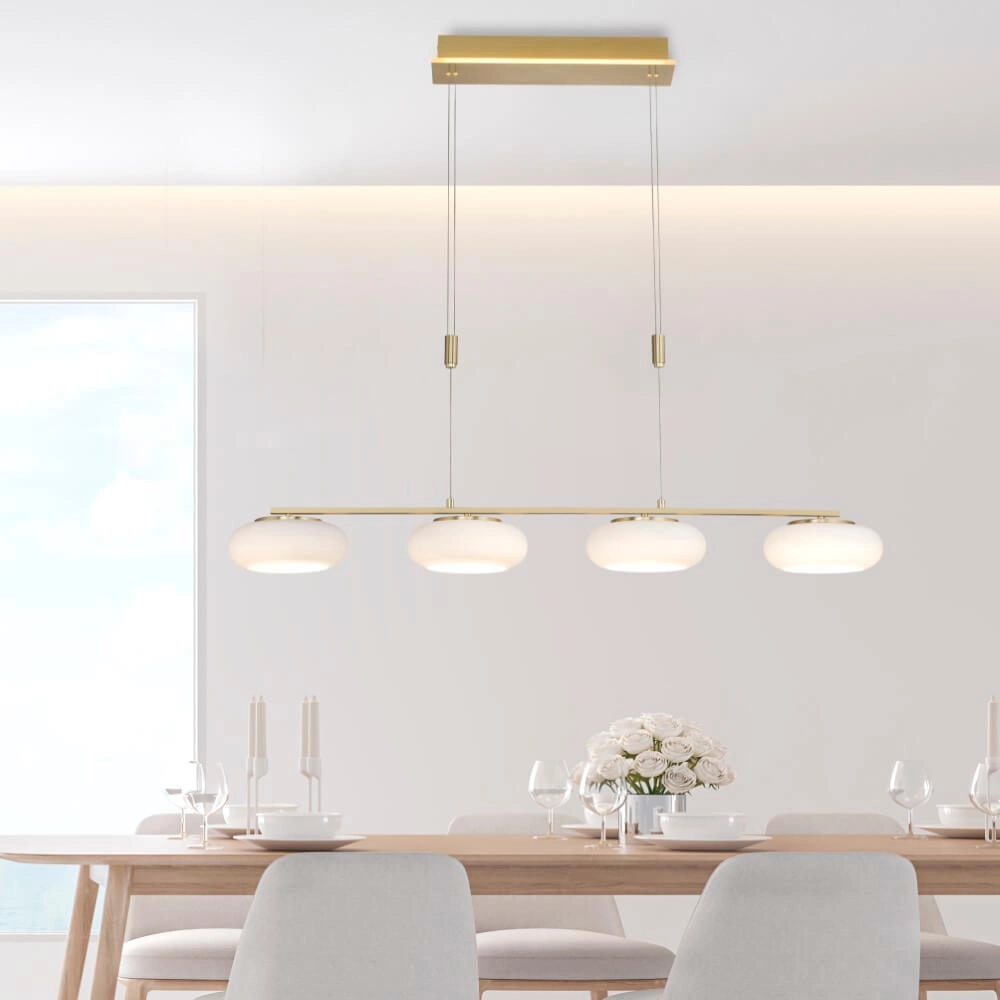 4-light pendant lamp Q-Etienne brass straight Paul Neuhaus 4012248350478