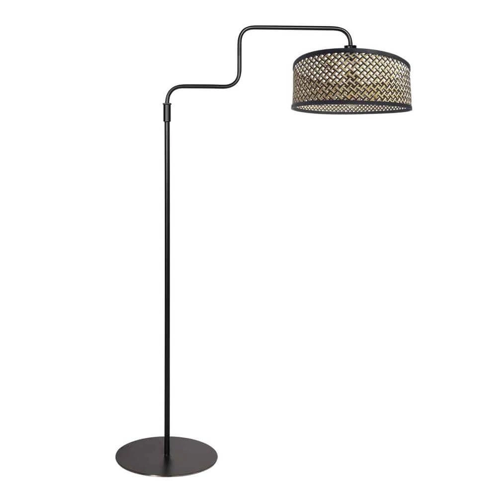 Floor lamp black Bloeba with bamboo