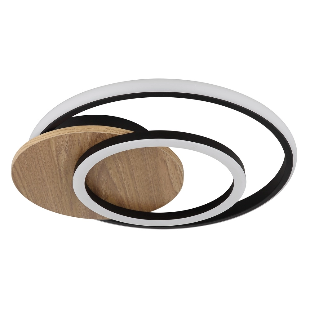 Design ceiling lamp Julio black with wood Globo 9007371471386
