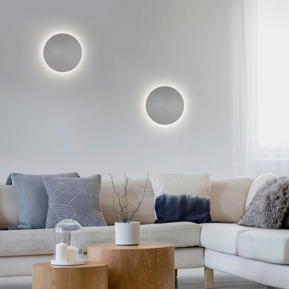 Design wall lamp Akku Puntua Ø 18cm grey Paul Neuhaus 4012248372487