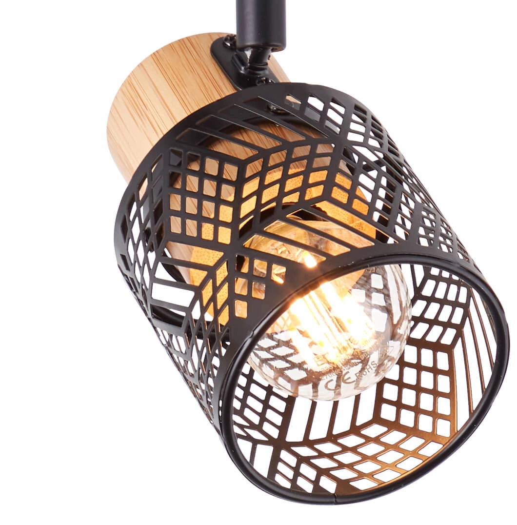 Spots Santy 2-light black with wood Brilliant 4004353391040