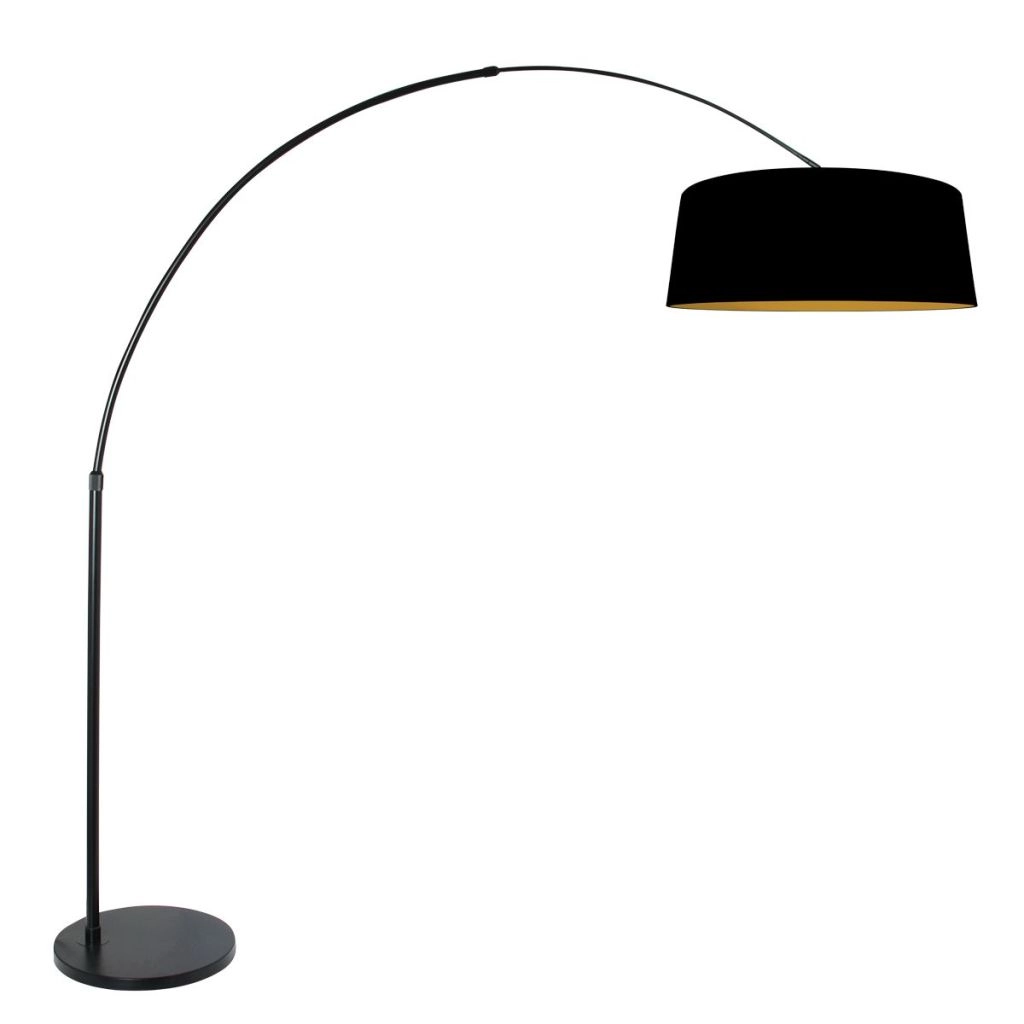 Black arc lamp Luma Dark with black shade Ø60cm