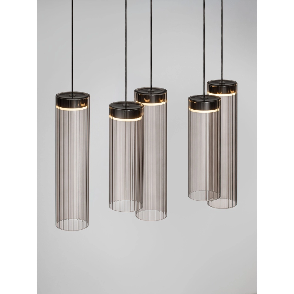 Design pendant lamp Brielle anthracite with mocha glass 8-lights Lyora 5212017495433