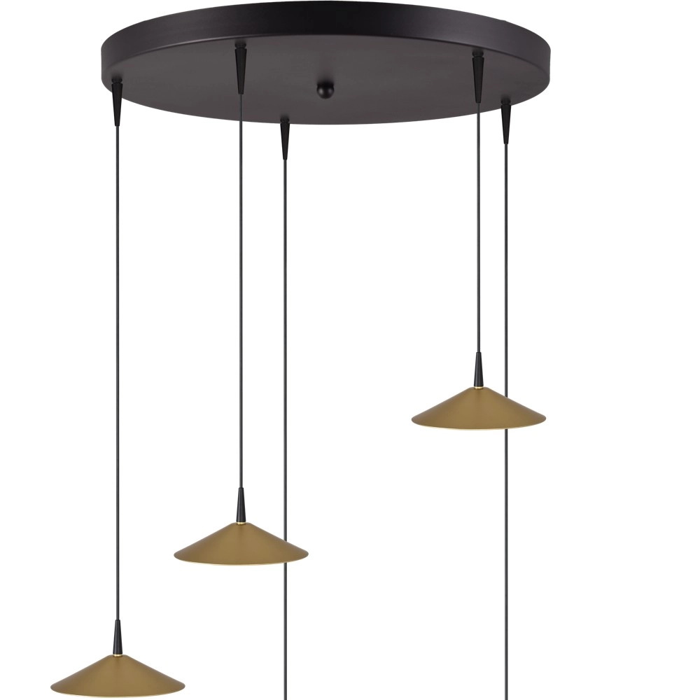 5-light pendant lamp Ceppo black with gold Ø 18cm round Masterlight 8718121358673