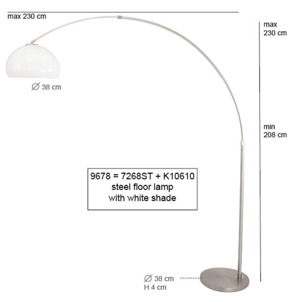 Arc lamp Stresa Stainless steel with white lampshade Steinhauer 8712746092882