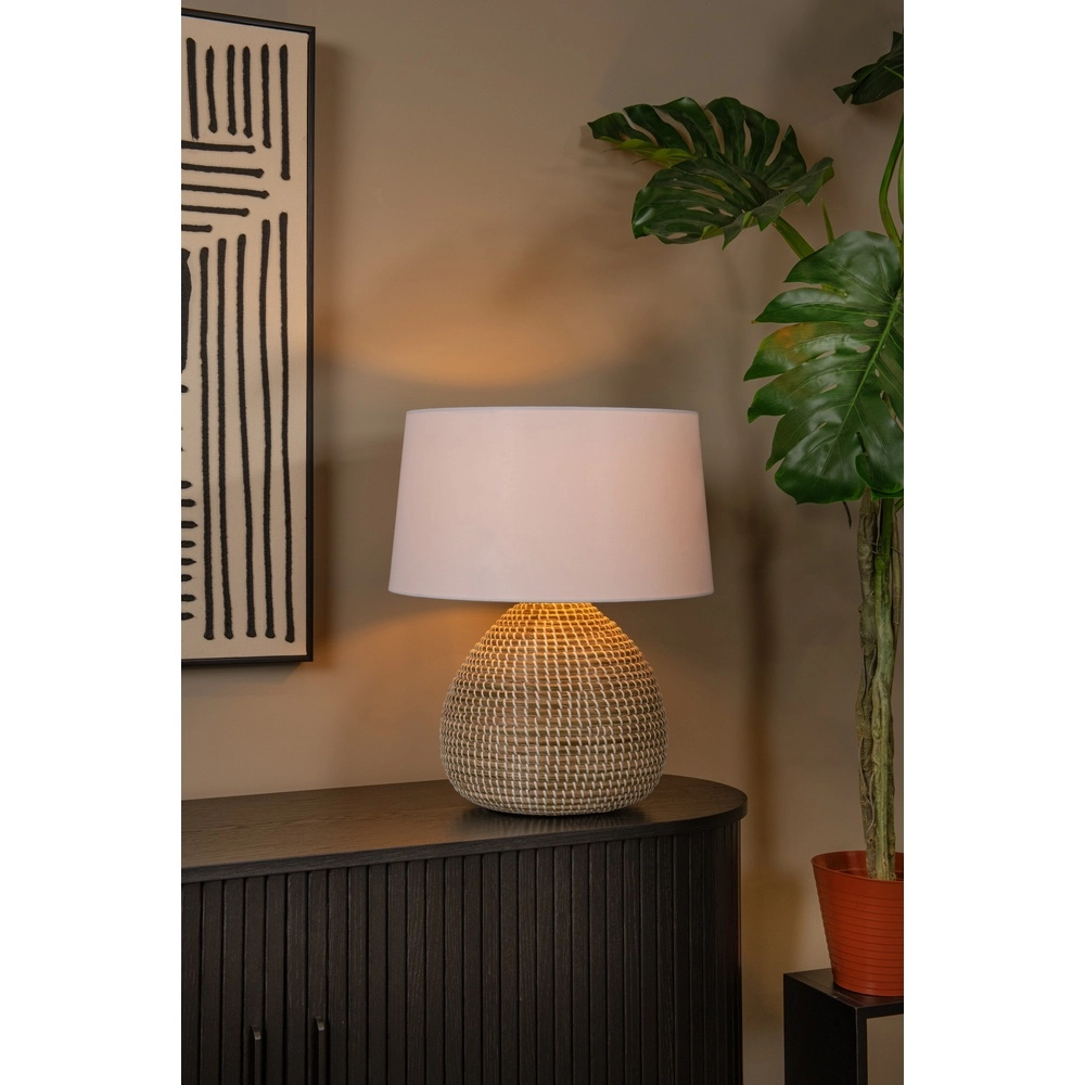 Seagrass table lamp Maduka Ø 45cm - brown with white shade Premium by Lucide 5411212106087