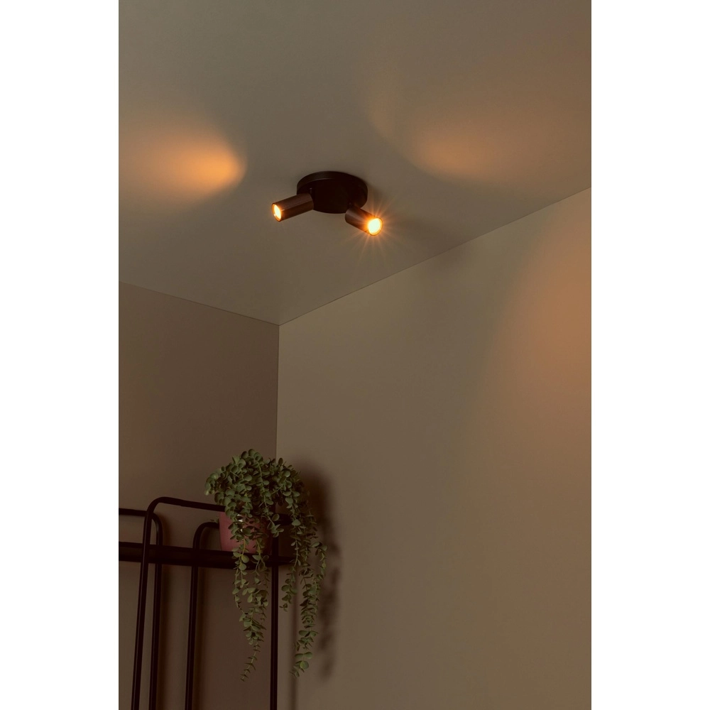 Ceiling spotlight Ritmo mini GU10 2-light coffee brown Lucide 5411212093998