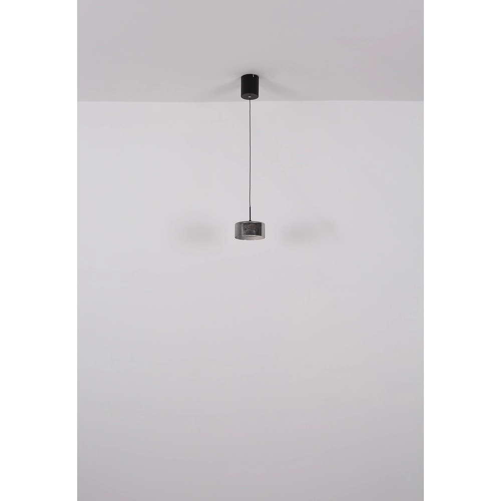 Design pendant lamp Fogsy Single black with smoke glass Globo 9007371450381