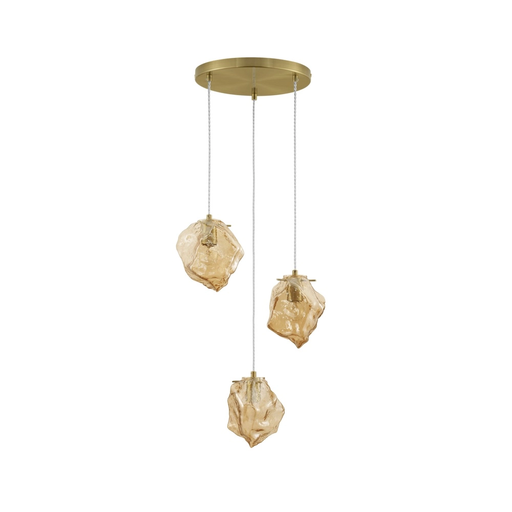 Pendant lamp Odelle 3-light gold with amber glass Lyora 5212017434395