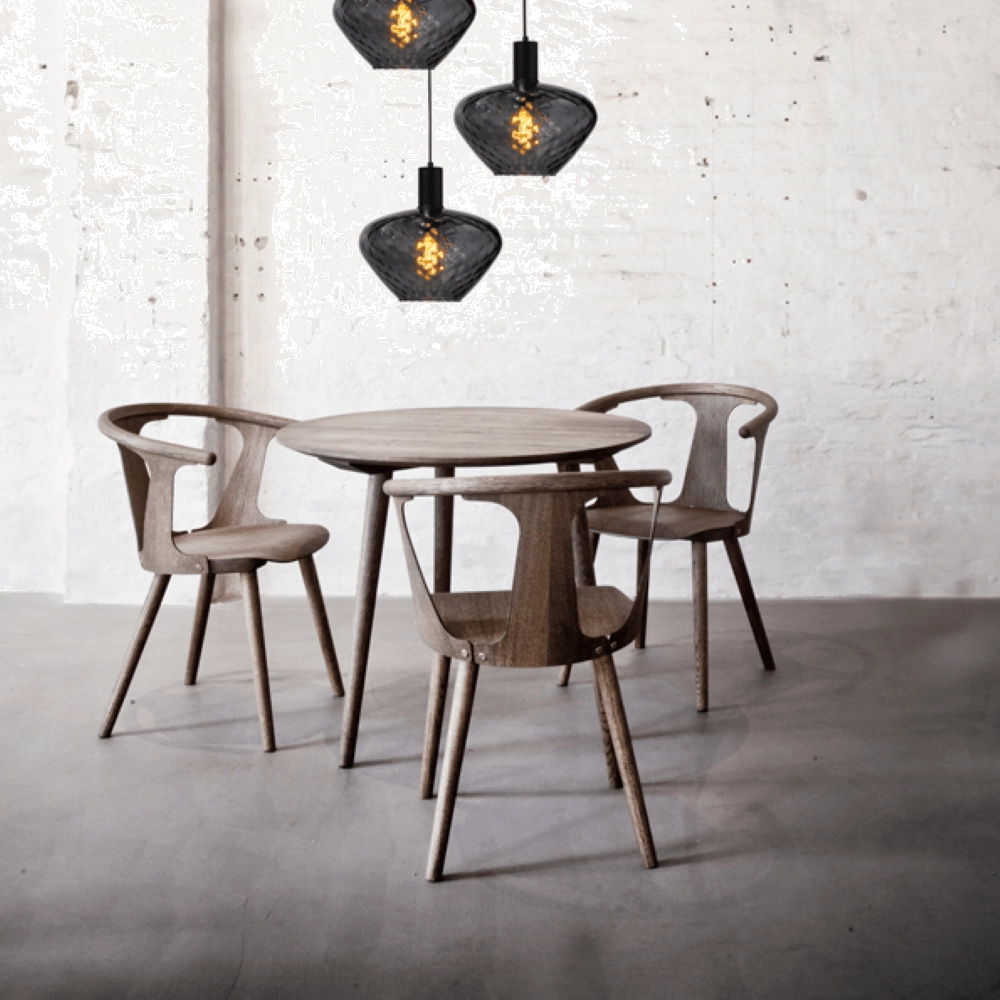 3-light loft hanging lamp - black - Porto with Blossom smoke glasses Masterlight 8718121270814