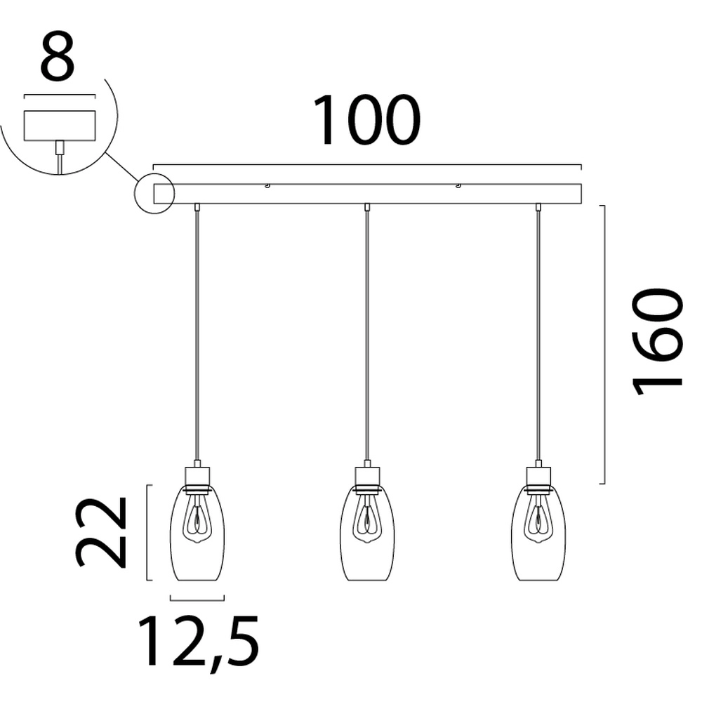 Glass pendant lamp Olive 3x Ø 12.5cm - sand Masterlight 8718121393940