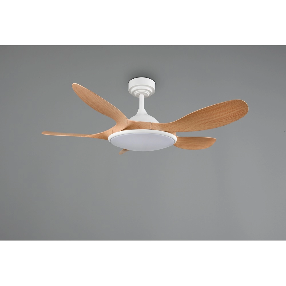 White fan Flen with wooden tops Ø 108cm Trio 4017807689297
