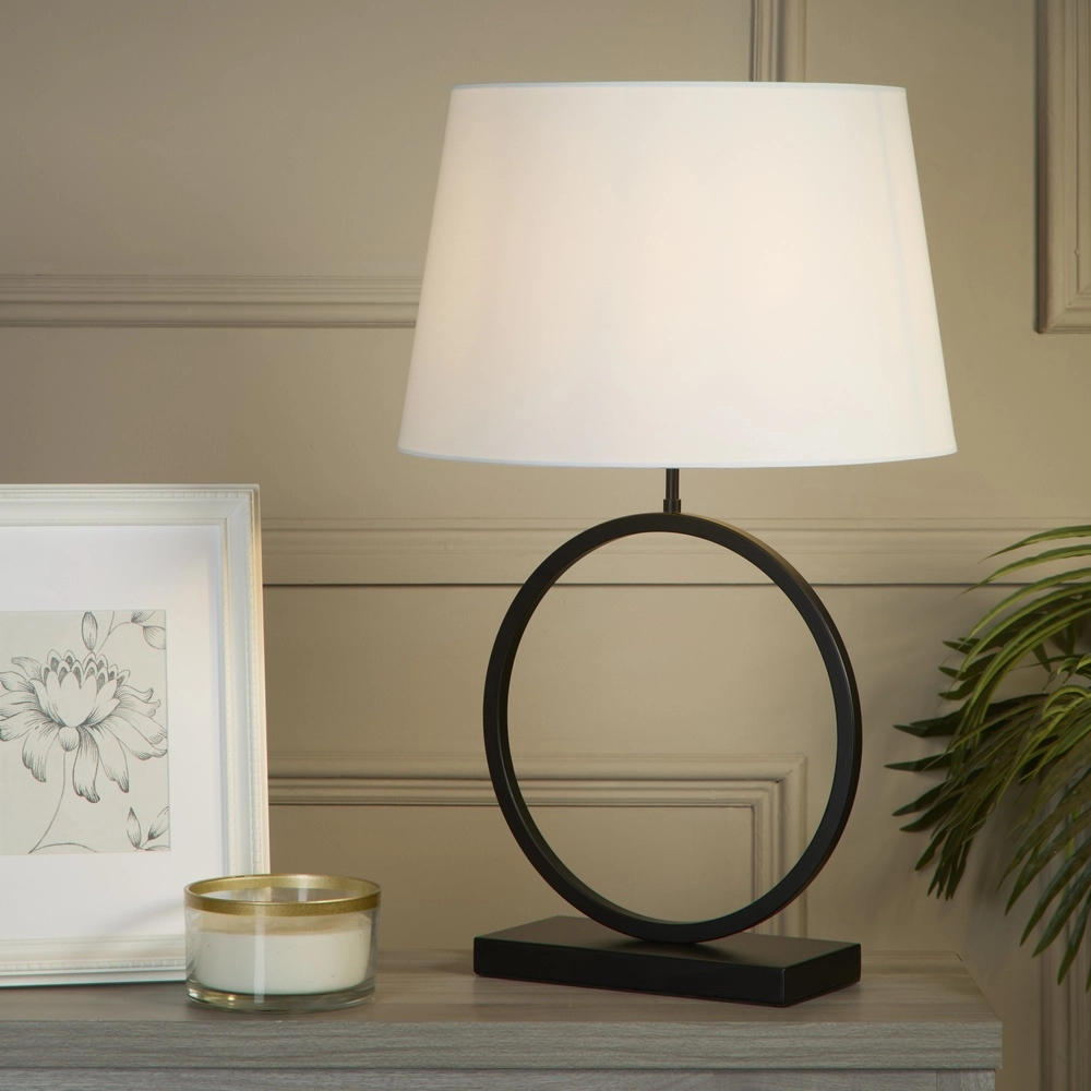 Table lamp Elegant black with white hood Searchlight 5053423305509