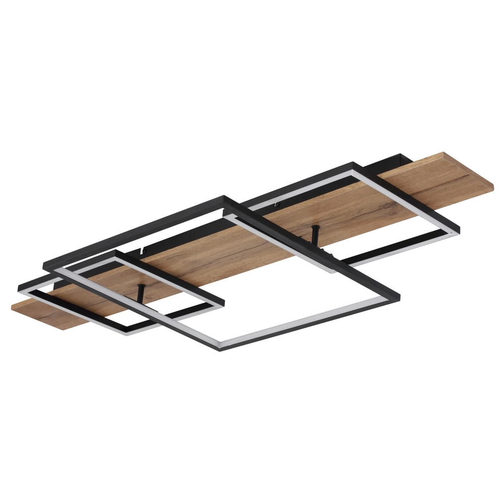 Design ceiling lamp Vanni black with wood look 95cm Globo 9007371454082