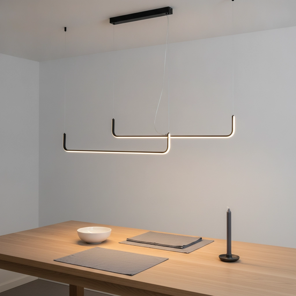 Sleek pendant lamp Strita black double 3000K