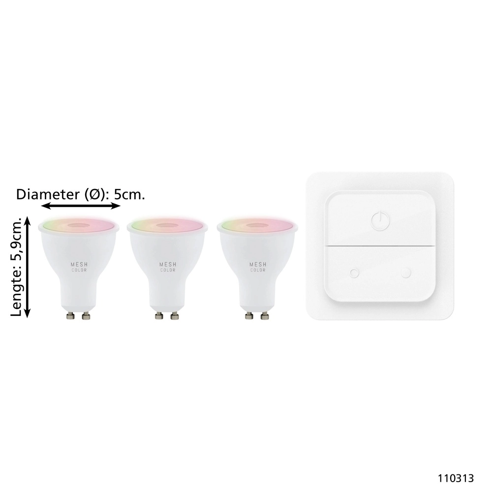 Set of 3 Led Zigbee GU10 4.9W - 345lm - 2700-6500K Eglo 9008606293865