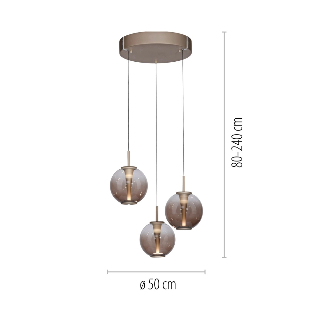 Vide pendant lamp Pure E-Infinty Bronce with amber glass Paul Neuhaus 4012248398166