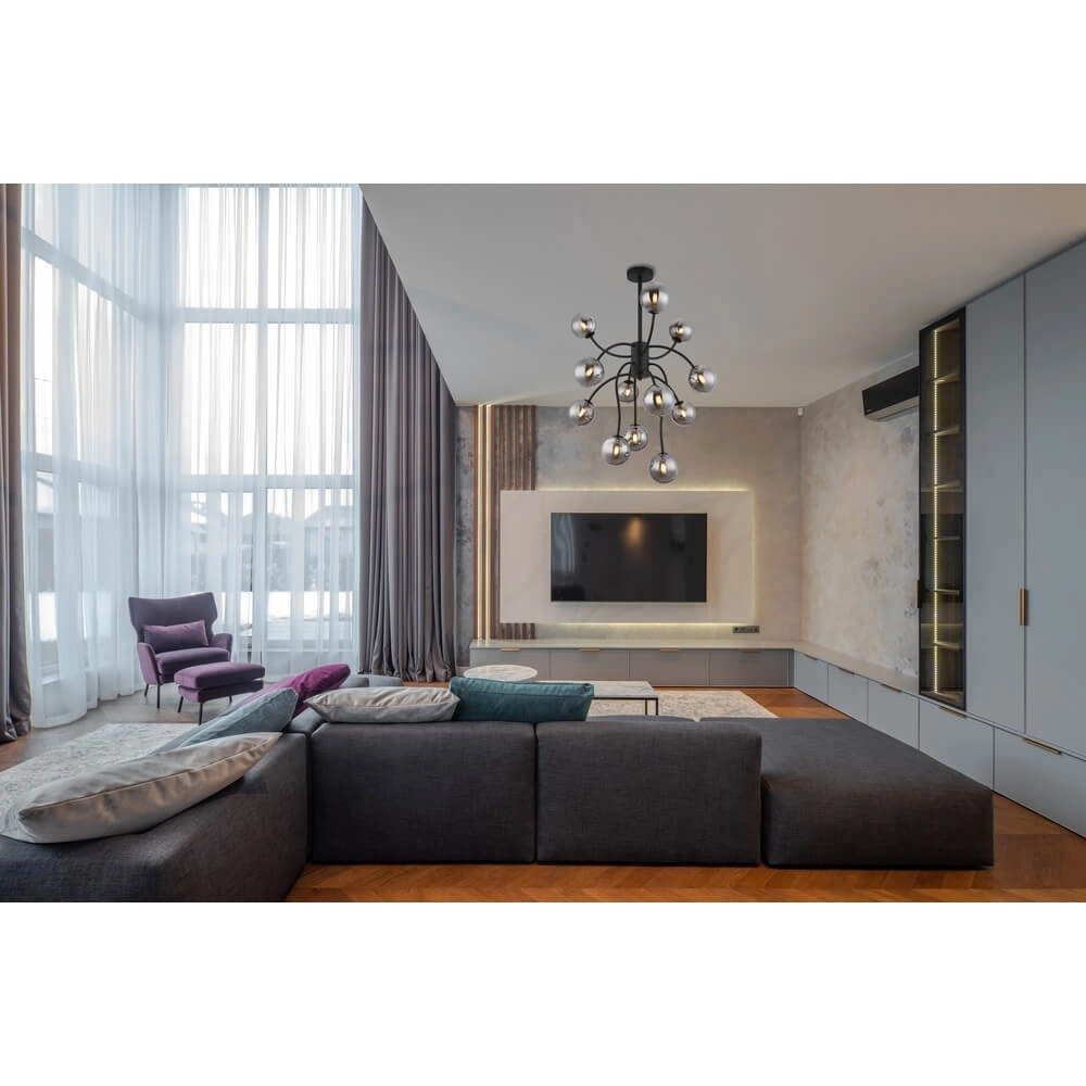 Black ceiling lamp Riha 12-light Globo 9007371468522