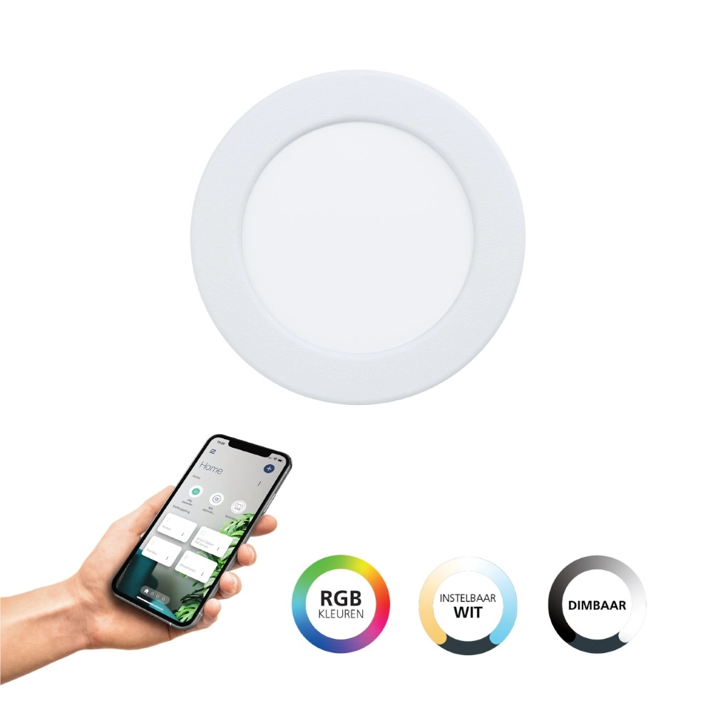 IP44 recessed lamp Fueva 6-Z Zigbee - white - Ø 12cm Eglo 9008606331000
