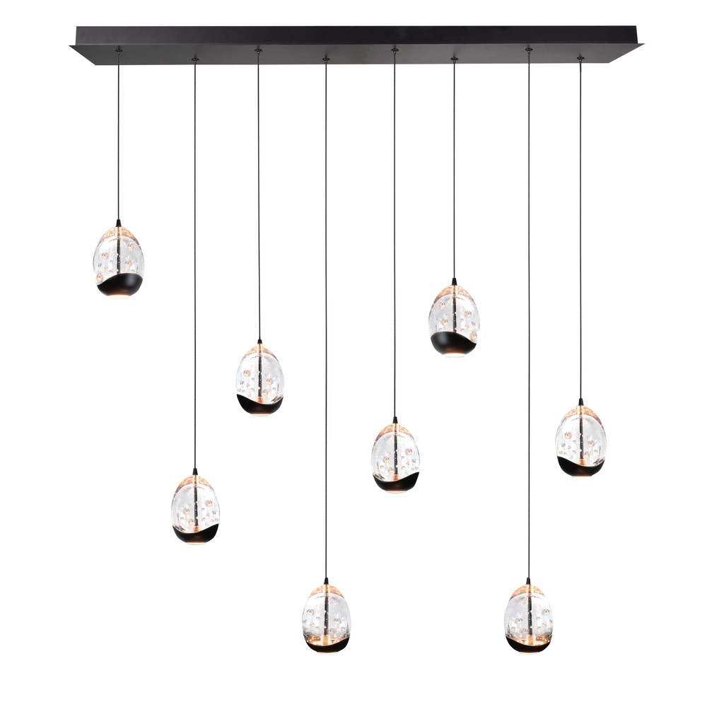 Pendant lamp Clear Egg black 8-light straight