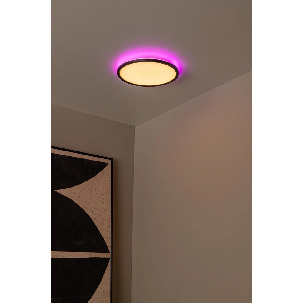 Ceiling light Castor black with white Ø 32cm Lucide 5411212071804