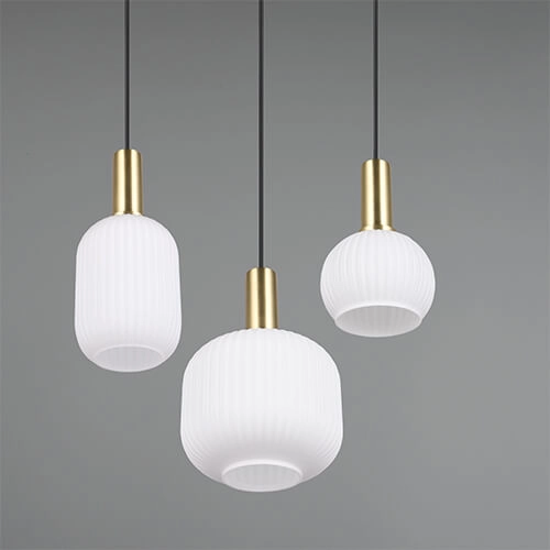 Dining room pendant lamp Diva 3-light - white glass Trio 4017807614503