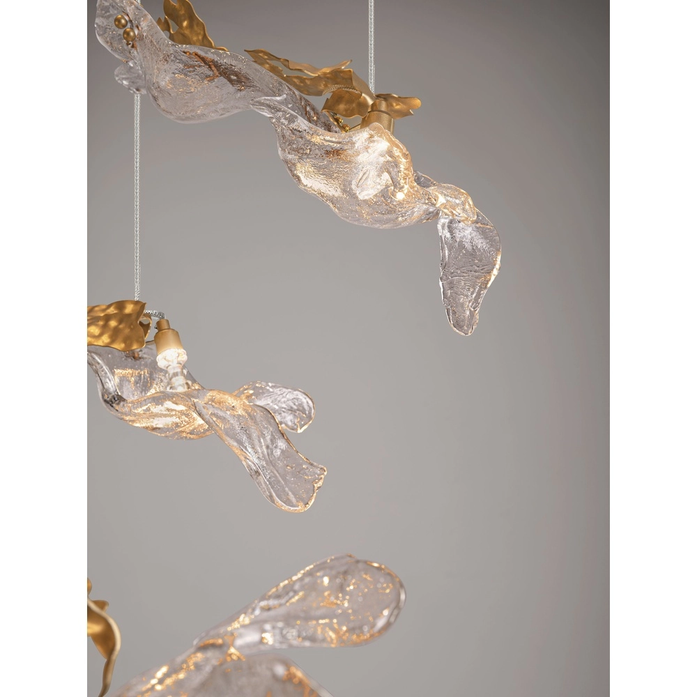Golden pendant lamp Avesa with clear glass Ø 100cm Lyora 5212063500440
