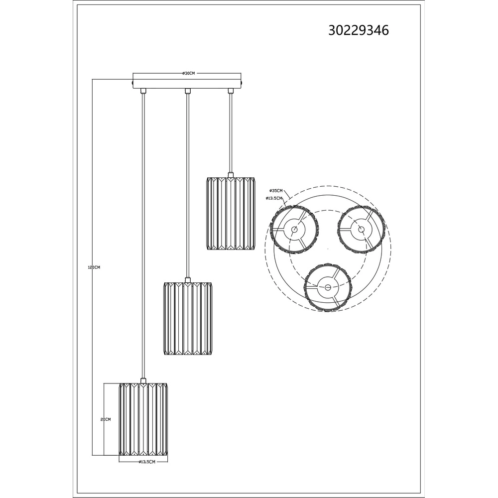 Pendant lamp Run 3-light round Globo 9007371516964