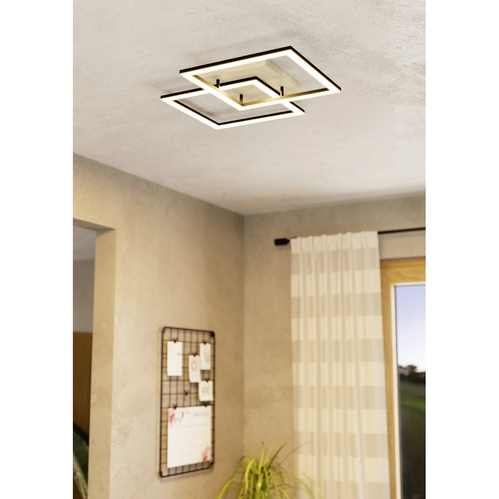 Zigbee ceiling lamp Lomaltas-Z black with wood look - square Eglo 9008606327904