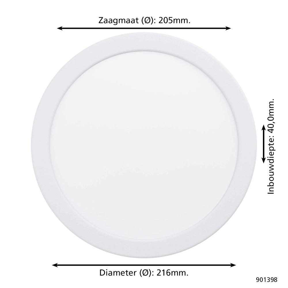 Recessed lamp Fueva 6 round - white - Ø 21,6cm Eglo 9008606330782