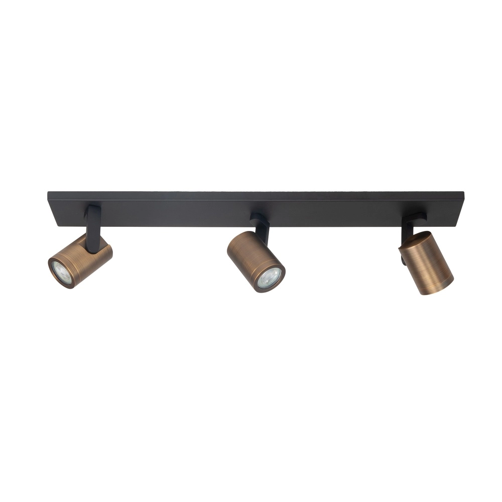 Surface-mounted spot Halo Spot Black with copper bronze 3-light straight