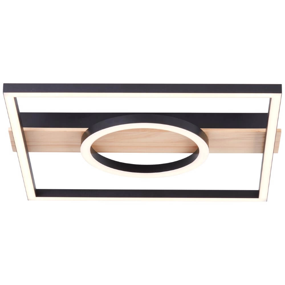 Ceiling lamp Maureen 40 x 40cm black with wood