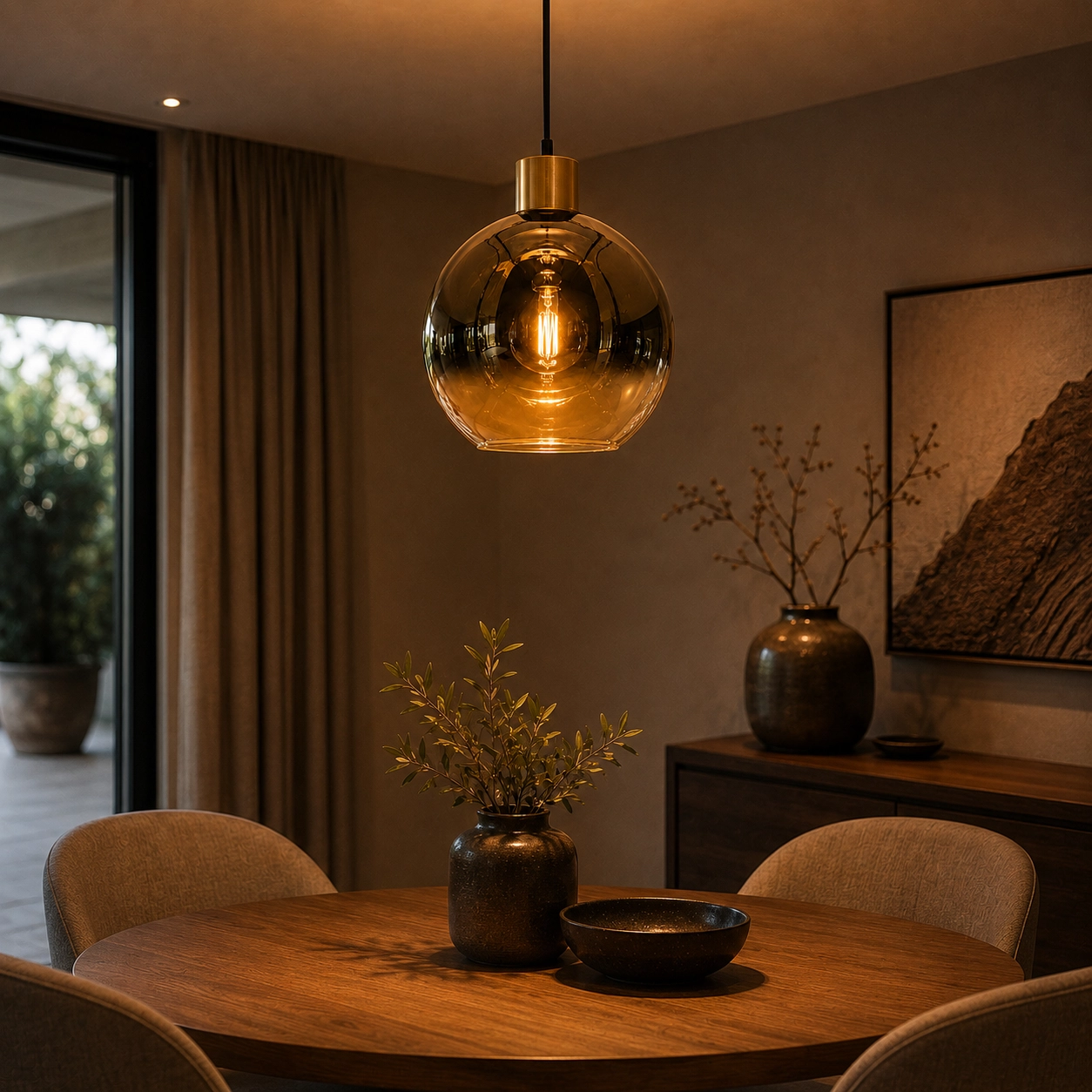 Gold pendant lamp Rosario Ø 30cm