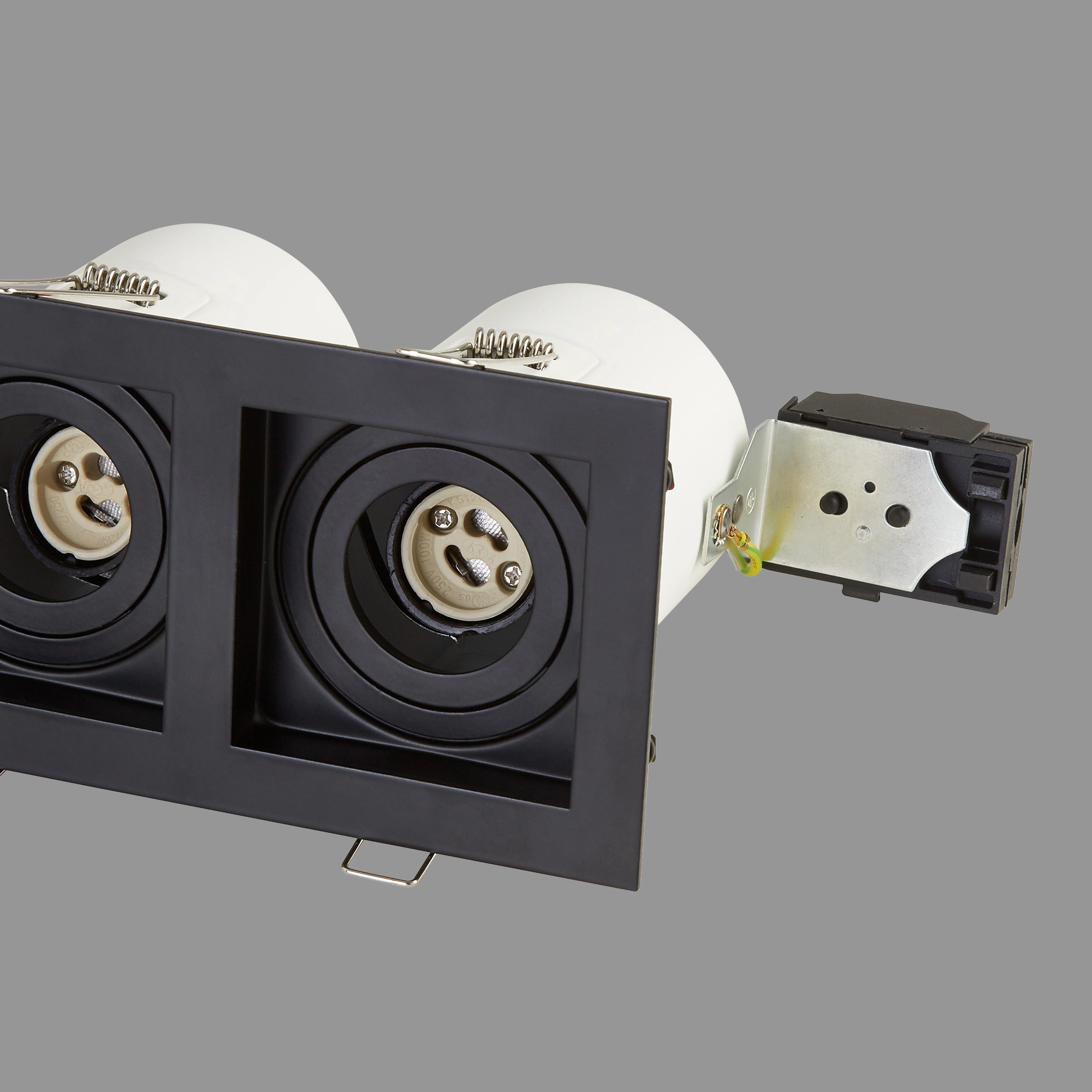Rectangular recessed spotlight Grid 2-light black Lyora 5053423307152