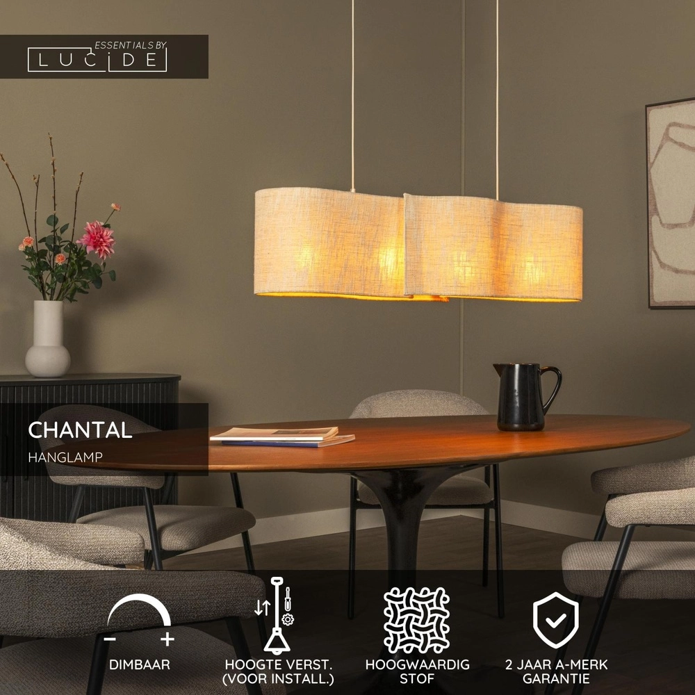 Organic Pendant Lamp Chantal 4-light beige Lucide 5411212510105